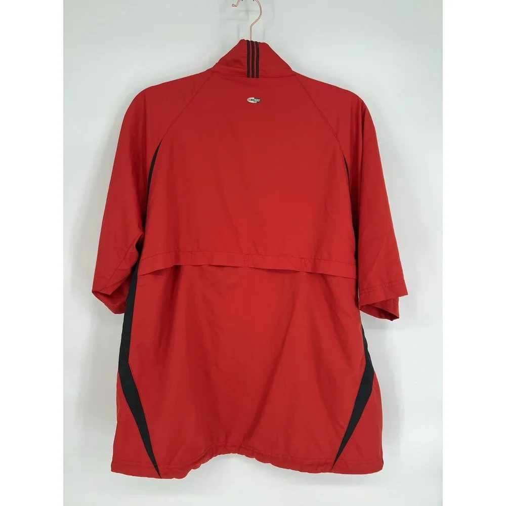 Adidas Jacket Men Large Golf Clima Proof Wind 1/4‎ Zip Pullover Short Sleeve Red